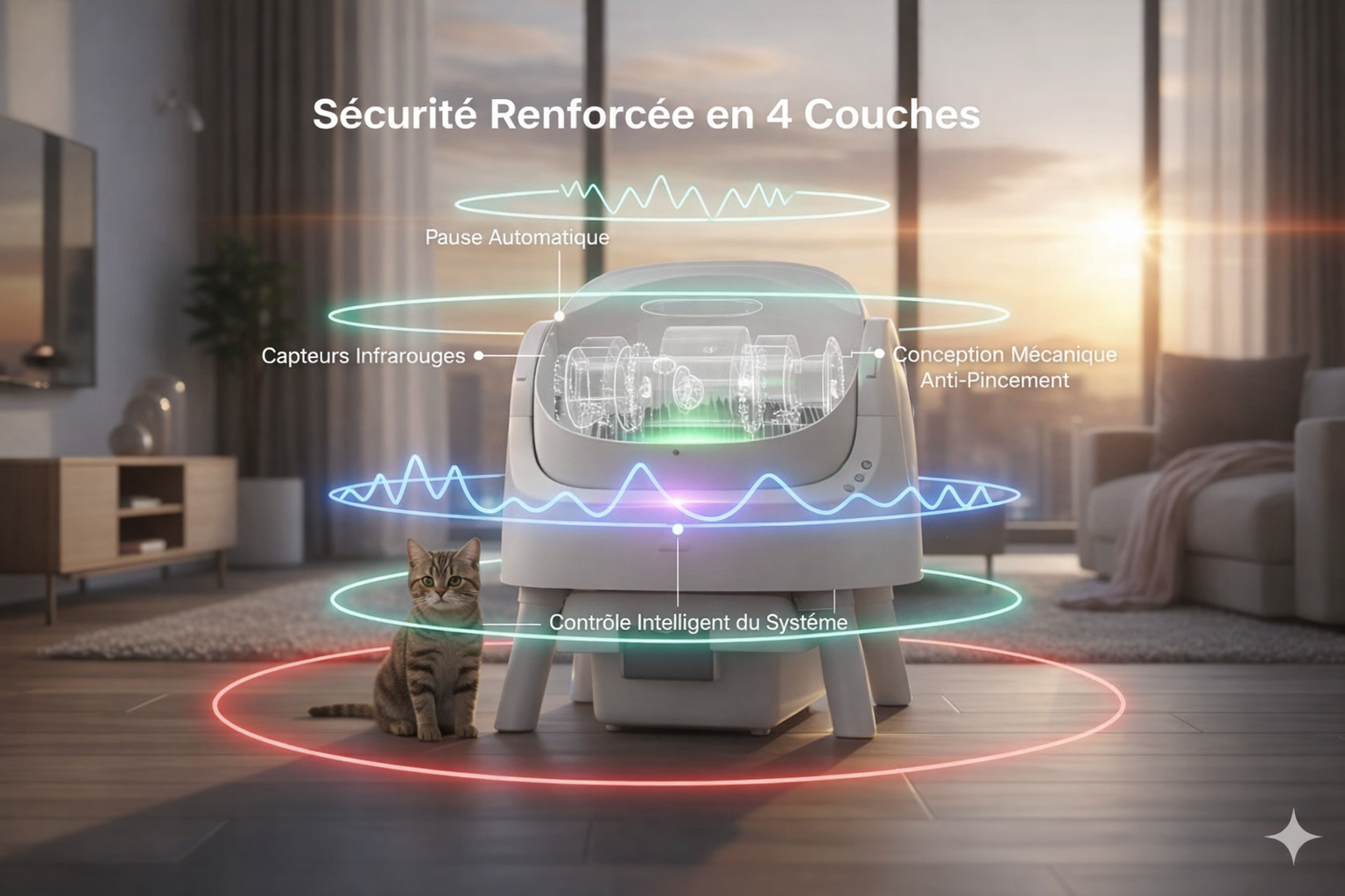 Litière Automatique — Bac à litière connecté auto-nettoyant, design silencieux